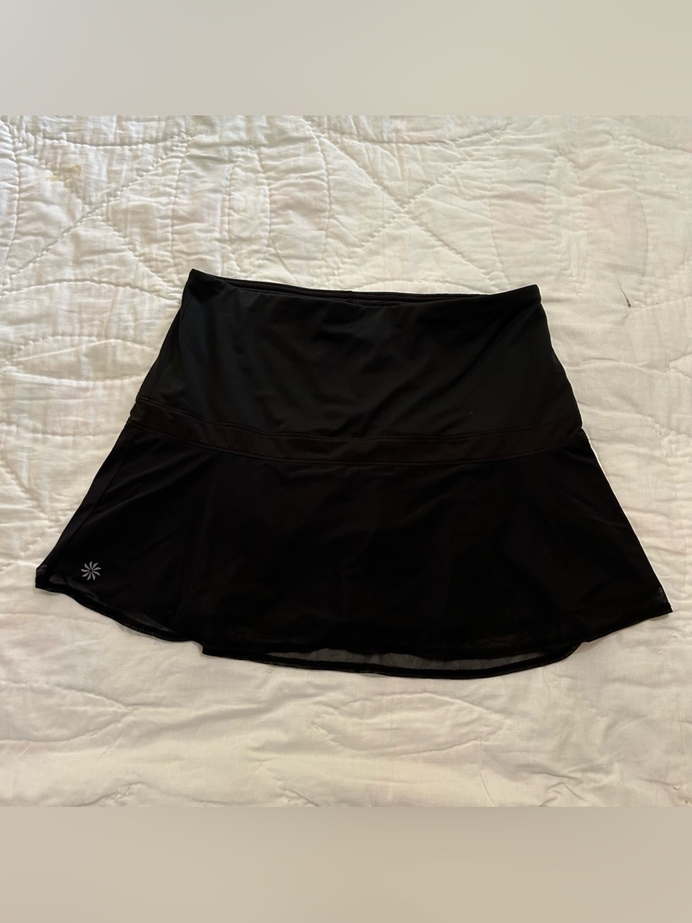Athleta Tennis Skirt Skort Sheer Flounce Women S Black Active Pickleball Sporty